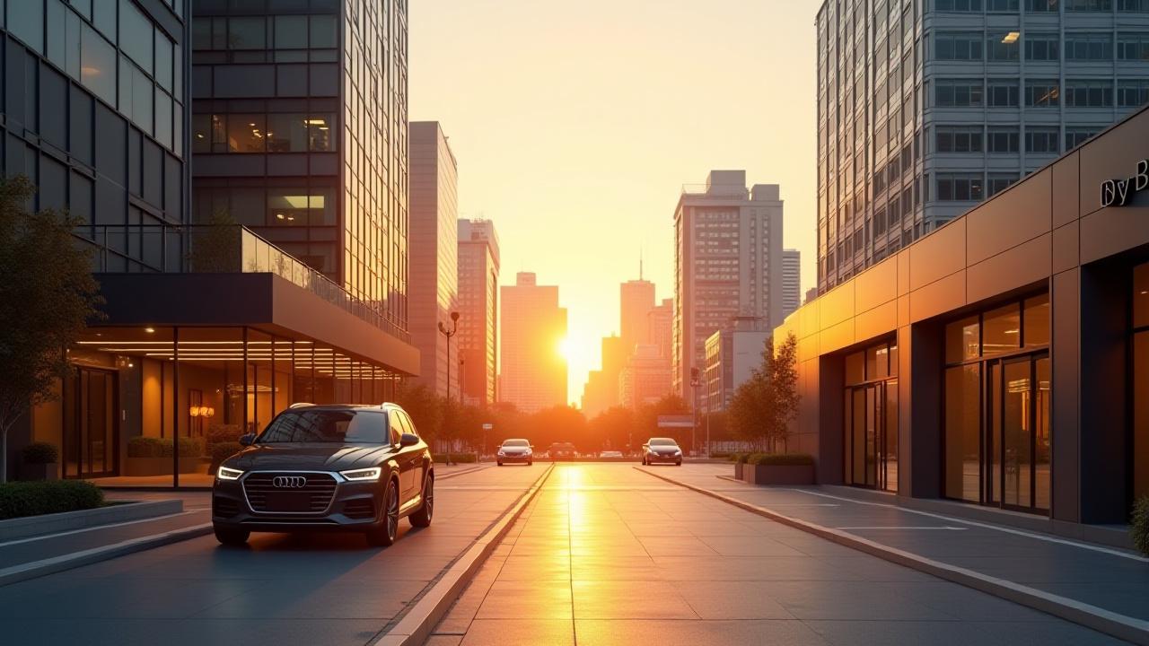 朝日を浴びる赤坂の街と清潔なOnyx Auto Washの店舗