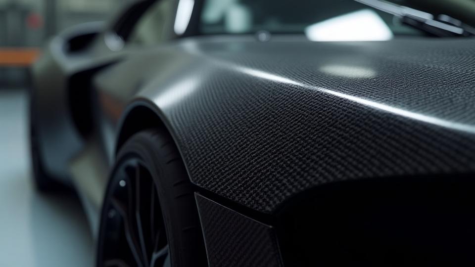 電動スーパーカーのカーボンファイバーパーツがOnyxの特殊ケアで保護されている様子